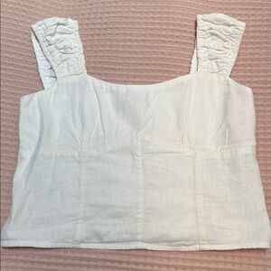 Abercrombie & Fitch Cream Ruched Fitted Tank Top